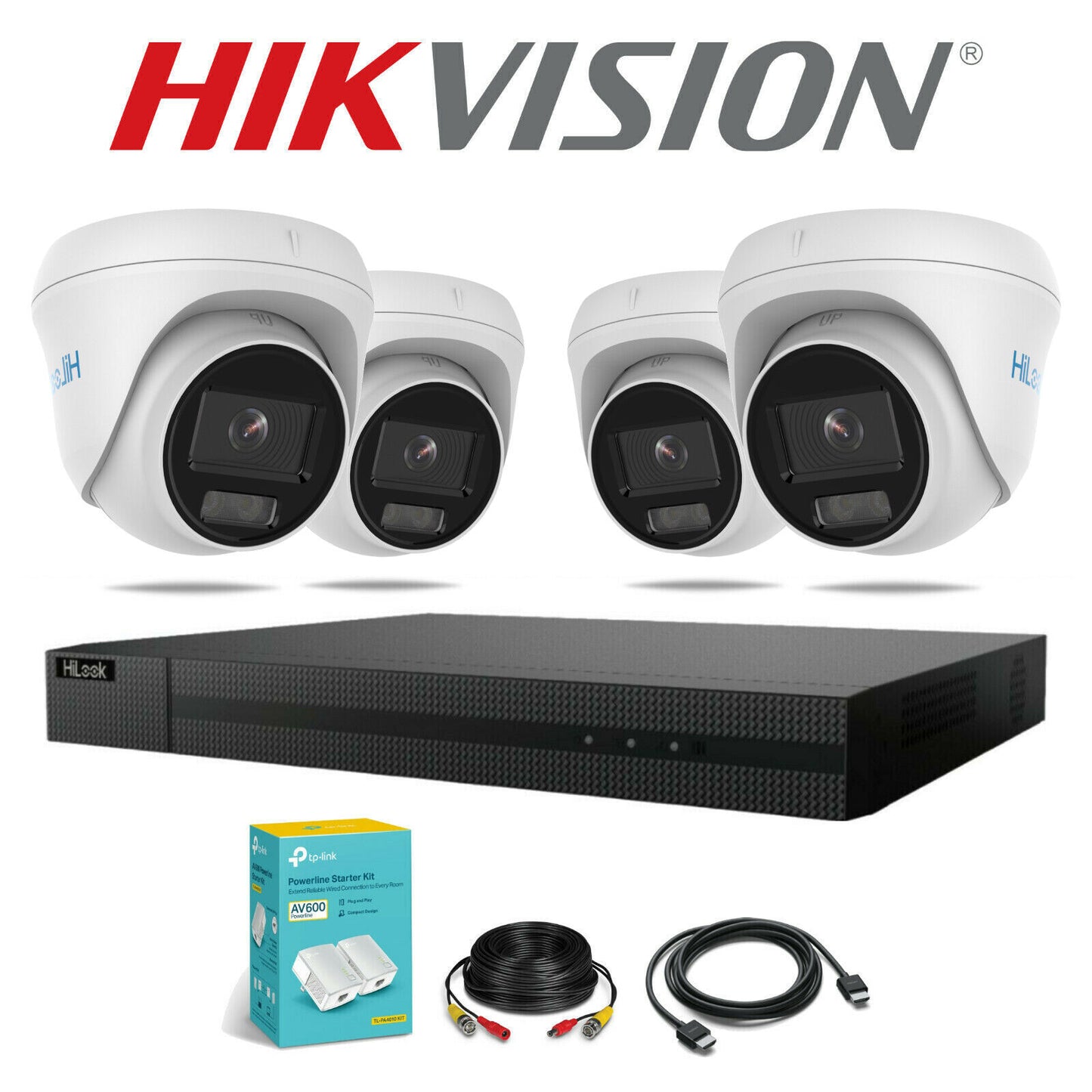 HIKVISION COLORVU POE CCTV SYSTEM IP UHD 8MP NVR 4K 5MP 24/7 COLORVU CAMERA KIT 4CH NVR 4x Cameras 6TB HDD