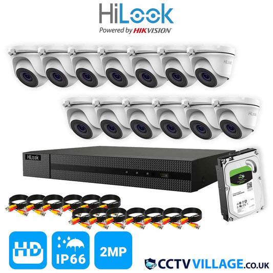 CCTV SYSTEM HIKVISION HIZONE HDMI DVR DOME NIGHT VISION OUTDOOR CAMERAS FULL KIT 16 CHANNEL DVR 13x CAMERA 2TB HDD