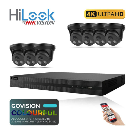 HIKVISION IP POE AUDIO CCTV SYSTEM 2K NVR 4K 5MP NETWORK SECURITY CAMERA MIC KIT 8CH DVR 7x Cameras (grey) 4TB HDD
