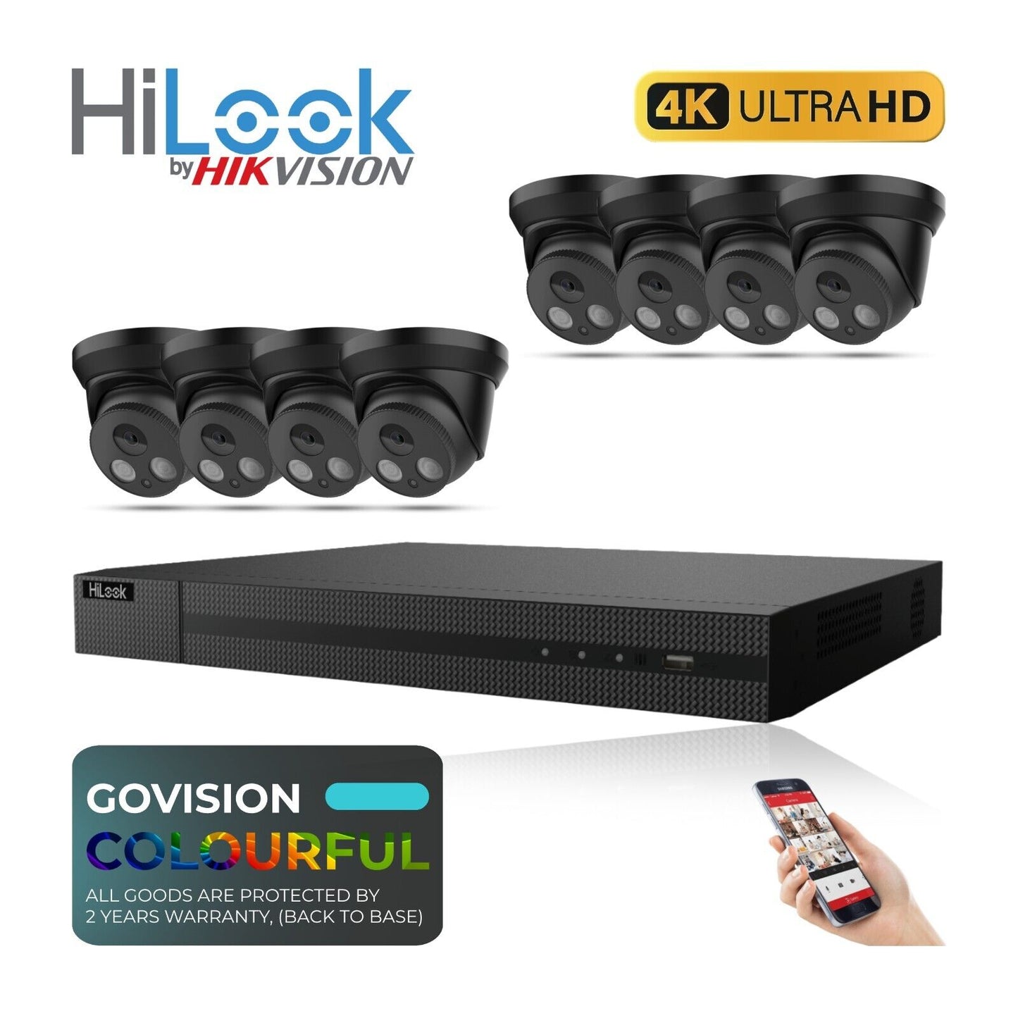 HIKVISION IP POE AUDIO CCTV SYSTEM 2K NVR 4K 5MP NETWORK SECURITY CAMERA MIC KIT 8CH 8x Cameras (grey) 2TB HDD