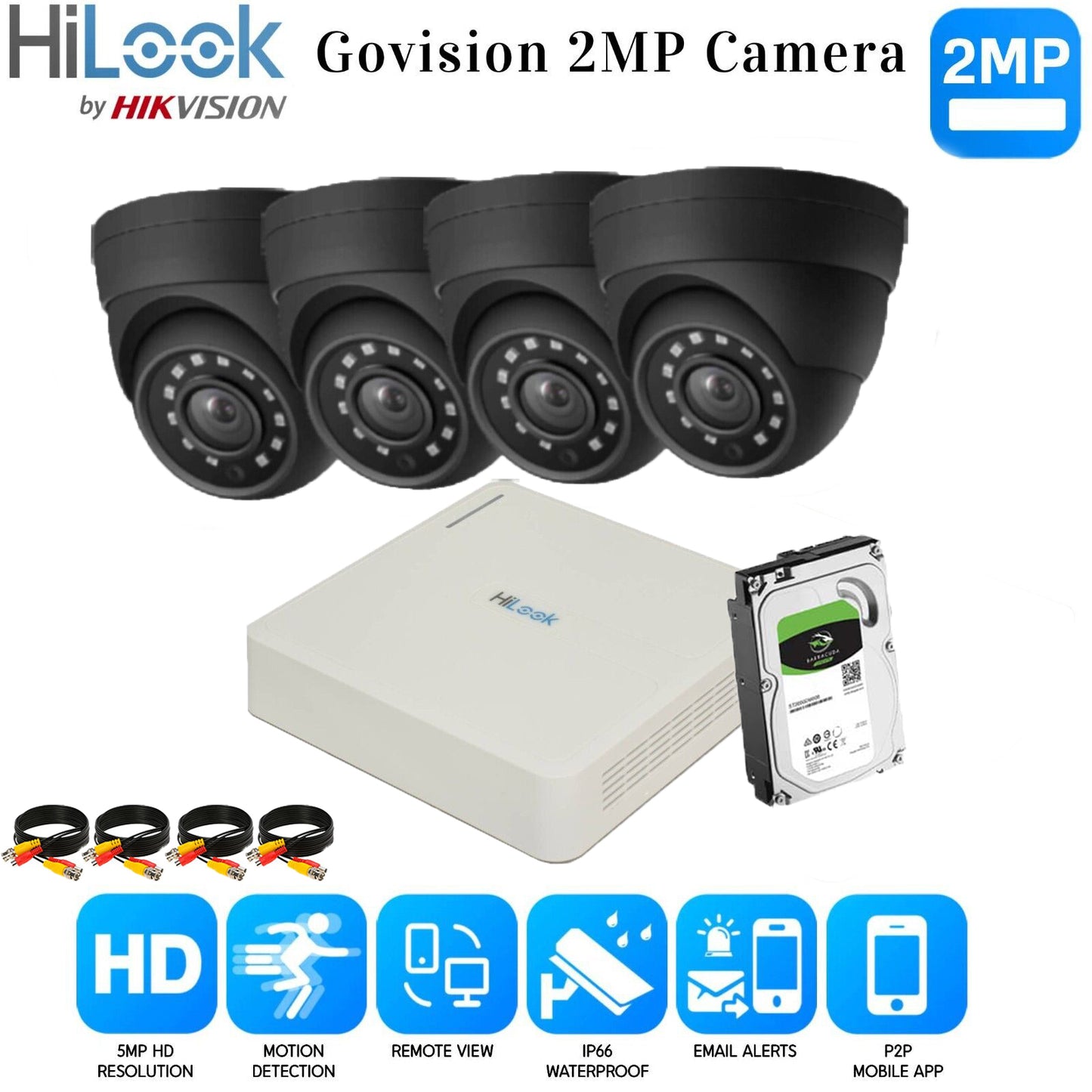 <img src="Hikvision Home Outdoor CCTV Security Camera System Kit HD 1080P 4CH DVR IR NIGHT 4CH DVR 4xCameras (gray) 1TB HDD.jpg" alt="Surveillance camera system ">