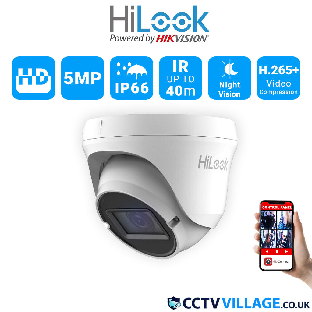 HIKVISION HILOOK 5MP TURRET DOME CAMERA 4IN1 MOTORISED VARI-FOCAL IP67 ZOOM IN