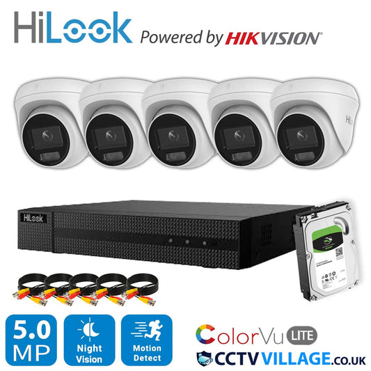 HIKVISION COLORVU POE CCTV SYSTEM IP UHD 8MP NVR 4K 5MP 24/7 COLORVU CAMERA KIT 8CH NVR 5x Cameras 4TB HDD