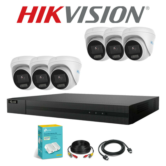 HIKVISION COLORVU POE CCTV SYSTEM IP UHD 8MP NVR 4K 5MP 24/7 COLORVU CAMERA KIT 8CH NVR 6x Cameras 1TB HDD