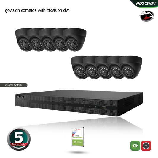 HIKVISION HILOOK CCTV SYSTEM 5MP DVR OUTDOOR NIGHTVISION SECURITY HD CAMERA KIT 16CH DVR 10xCameras 1TB HDD