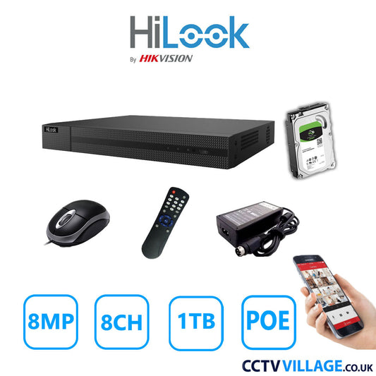 HiLook 8MP 8CH NVR 208MH-C/8P 1TB HDD