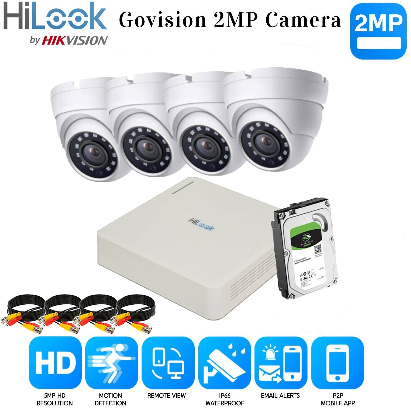 <img src="Hikvision Home Outdoor CCTV Security Camera System Kit HD 1080P 4CH DVR IR NIGHT 4CH DVR 4xCameras (white) 2TB HDD.jpg" alt="Surveillance camera system ">