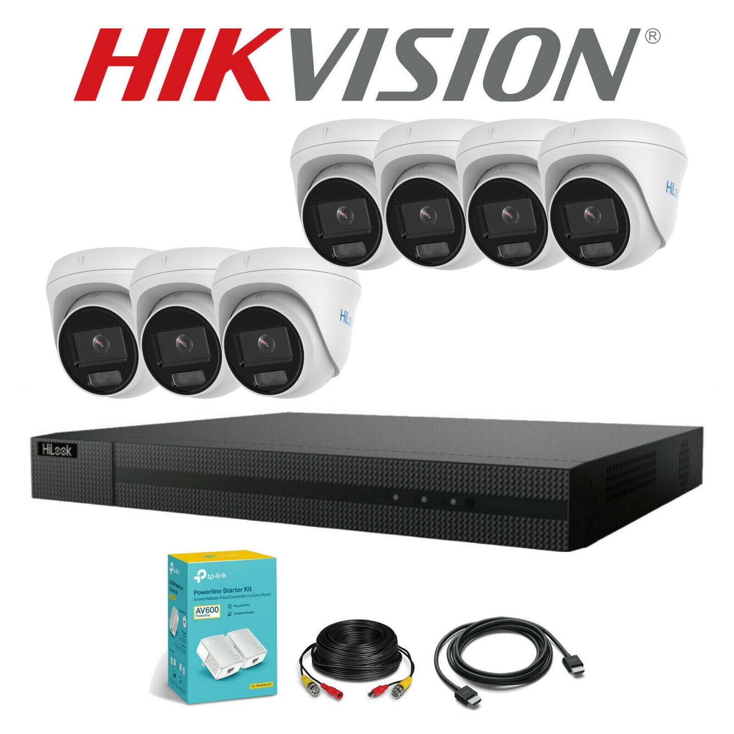 HIKVISION COLORVU POE CCTV SYSTEM IP UHD 8MP NVR 4K 5MP 24/7 COLORVU CAMERA KIT 8CH NVR 7x Cameras 1TB HDD