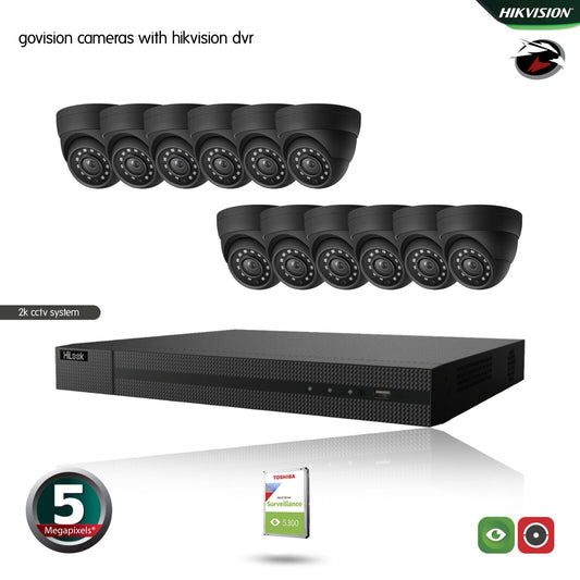 HIKVISION HILOOK CCTV SYSTEM 5MP DVR OUTDOOR NIGHTVISION SECURITY HD CAMERA KIT 16CH DVR 12xCameras 1TB HDD