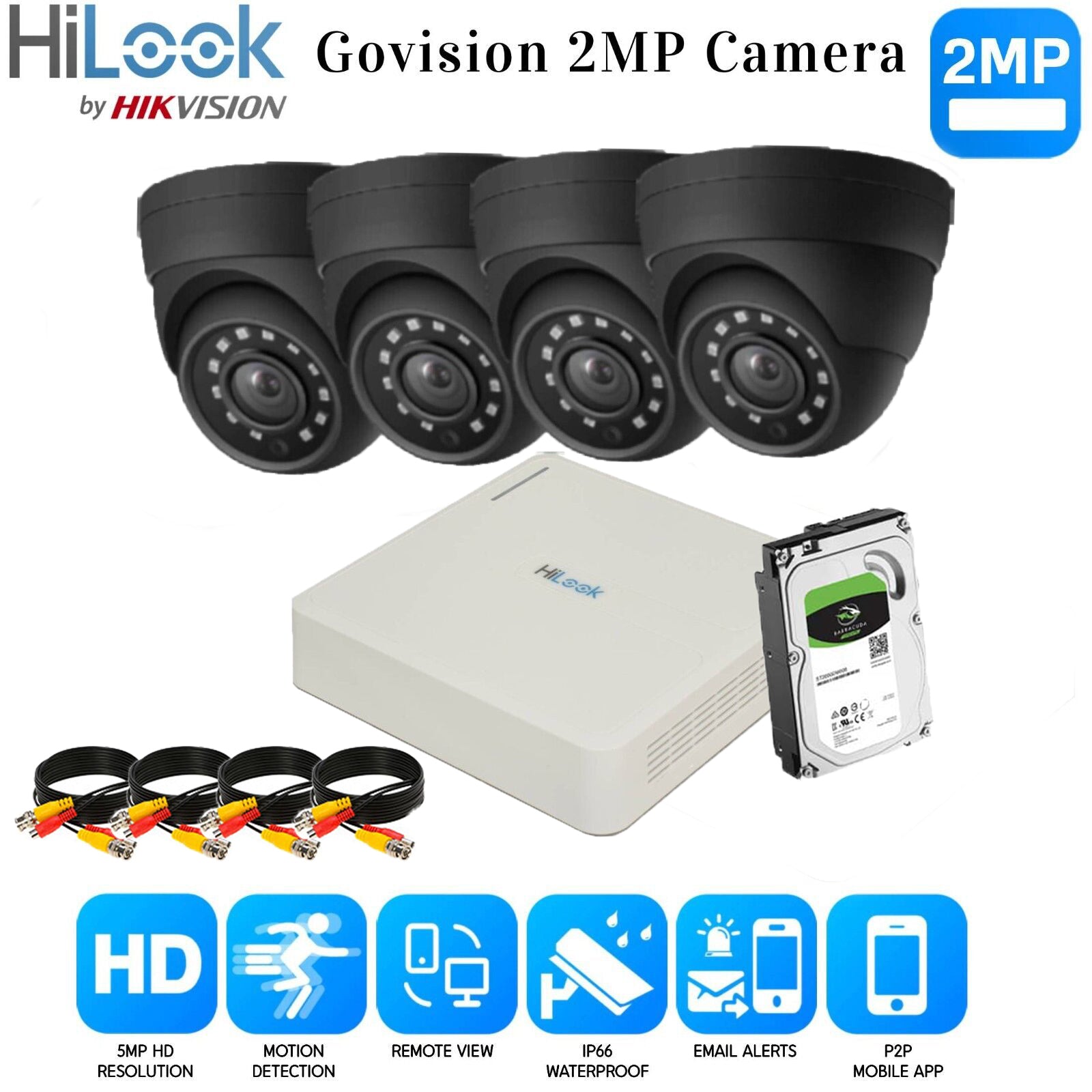 <img src="Hikvision Home Outdoor CCTV Security Camera System Kit HD 1080P 4CH DVR IR NIGHT 4CH DVR 4xCameras (gray) 2TB HDD.jpg" alt="Surveillance camera system ">