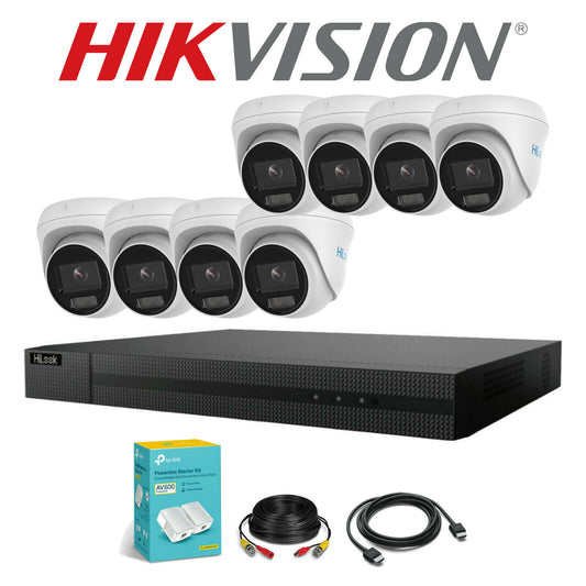 HIKVISION COLORVU POE CCTV SYSTEM IP UHD 8MP NVR 4K 5MP 24/7 COLORVU CAMERA KIT 8CH NVR 8x Cameras 1TB HDD