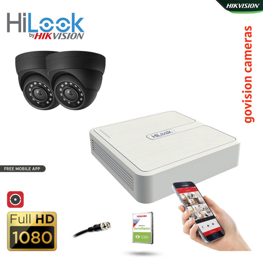 HIKVISION CCTV SYSTEM FULL HD DVR HD OUTDOOR CAMERA HOME SECURITY KIT 4CH DVR 2xCameras (gray) 2TB HDD