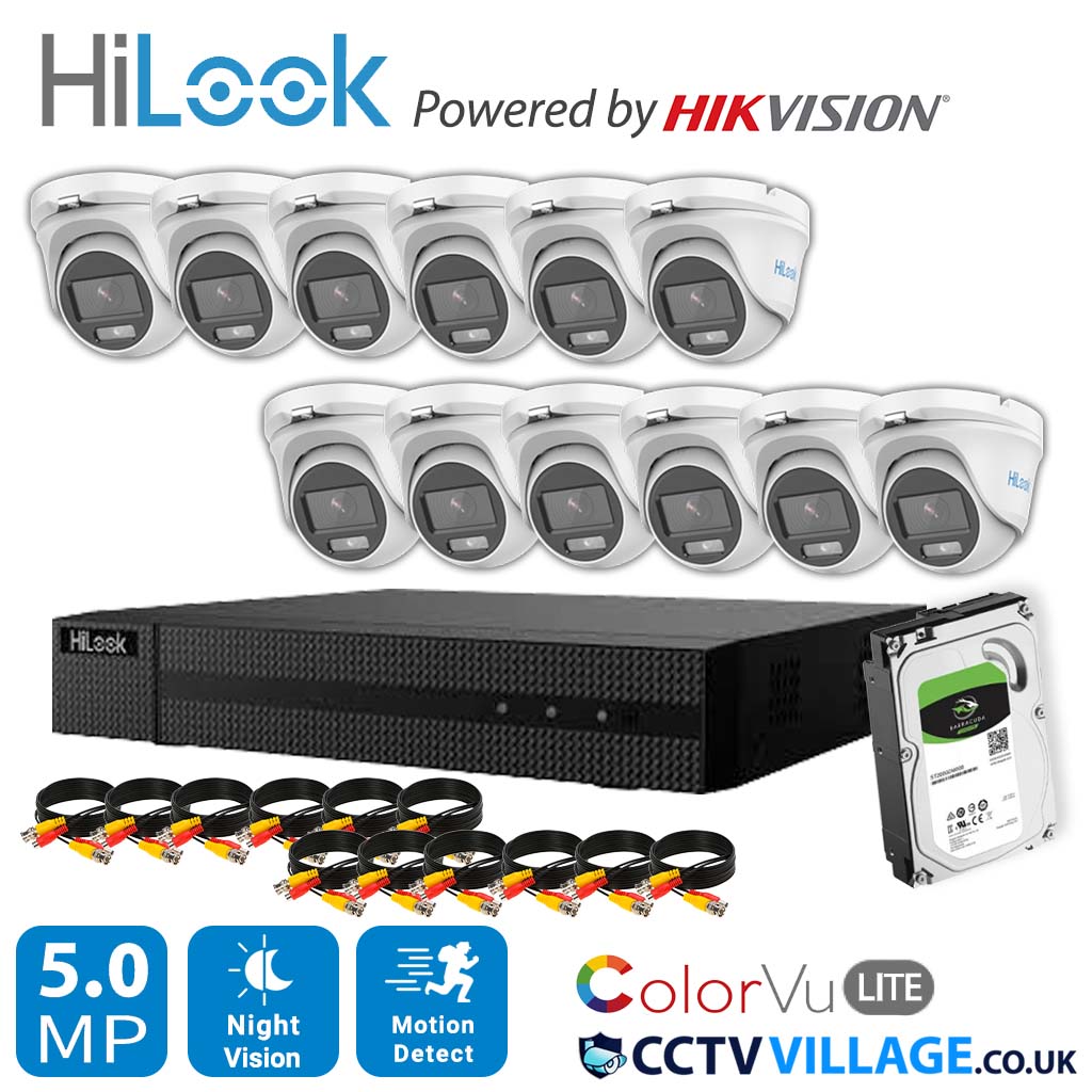 4K HIKVISION COLORVU AUDIO HOME CCTV SYSTEM 8MP DVR 5MP 3K SURVEILLANCE CAMERA 16 CHANNEL DVR 12x CAMERA 1TB HDD