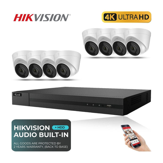 4K HIKVISION CCTV SYSTEM IP POE 8 MP AUDIO MIC CAMERA NIGHT VISION SECURITY KIT 8CH NVR 8x Camera 1TB HDD