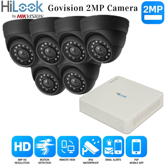 Hikvision Home Outdoor CCTV Security Camera System Kit HD 1080P 4CH DVR IR NIGHT 8CH DVR 6xCameras (gray) 500GB HDD