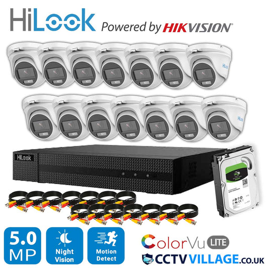 4K HIKVISION COLORVU AUDIO HOME CCTV SYSTEM 8MP DVR 5MP 3K SURVEILLANCE CAMERA 16 CHANNEL DVR 14x CAMERA 1TB HDD