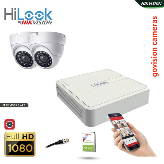 HIKVISION CCTV SYSTEM FULL HD DVR HD OUTDOOR CAMERA HOME SECURITY KIT 4CH DVR 2xCameras (white) 3TB HDD