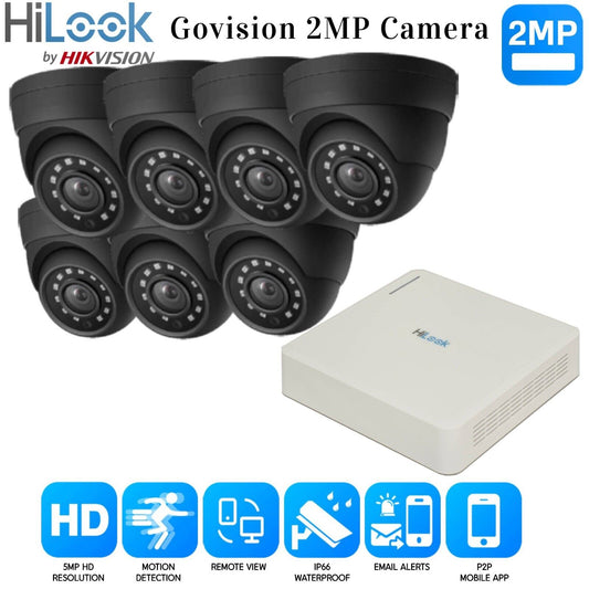 Hikvision Home Outdoor CCTV Security Camera System Kit HD 1080P 4CH DVR IR NIGHT 8CH DVR 7xCameras (gray) 500GB HDD