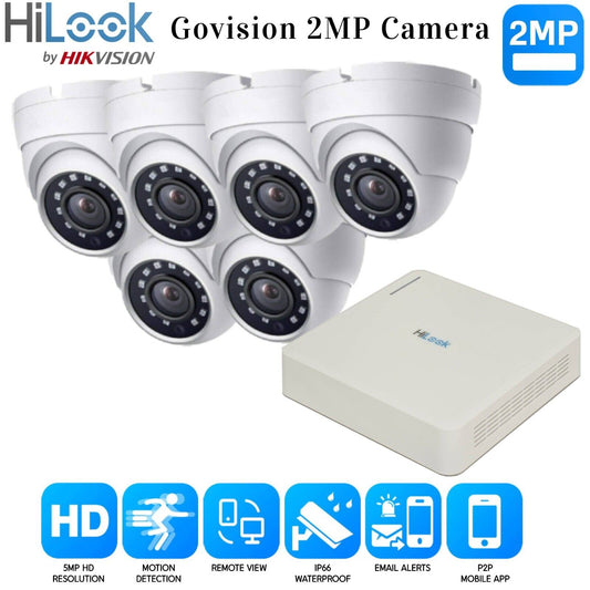 Hikvision Home Outdoor CCTV Security Camera System Kit HD 1080P 4CH DVR IR NIGHT 8CH DVR 6xCameras (white) 1TB HDD