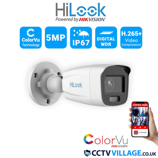HILOOK BY HIKVISION 5MP COLORVU IP BULLET CAMERA LITE 2.8MM FIXED POE IPC-B159H