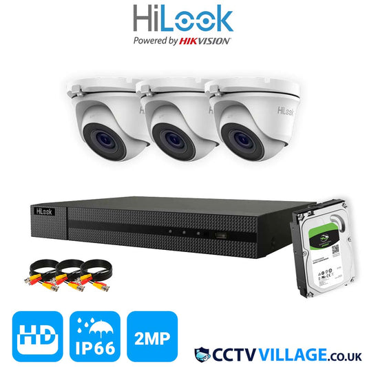 CCTV SYSTEM HIKVISION HIZONE HDMI DVR DOME NIGHT VISION OUTDOOR CAMERAS FULL KIT 4 CHANNEL DVR 3x CAMERA 1TB HDD