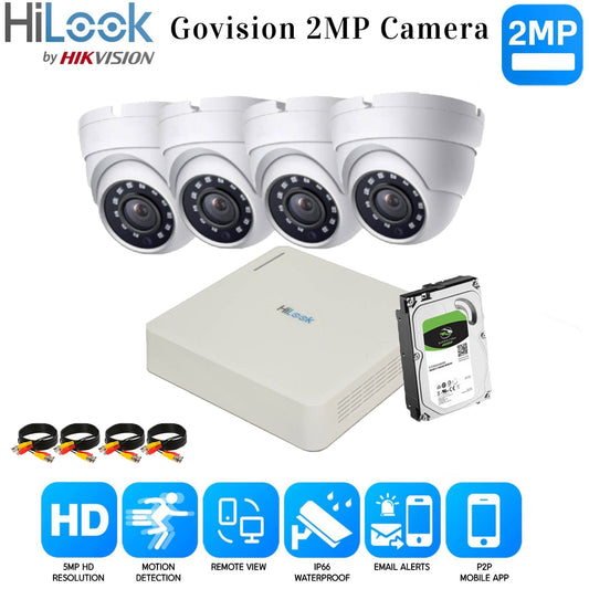 Hikvision Home Outdoor CCTV Security Camera System Kit HD 1080P 4CH DVR IR NIGHT 8CH DVR 4xCameras (white) 2TB HDD