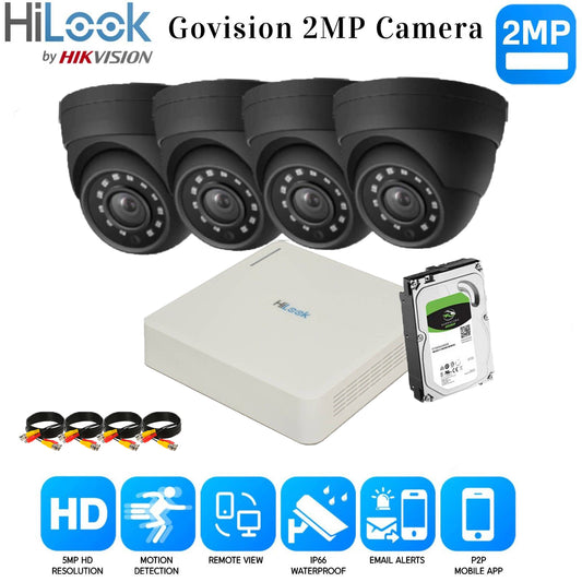 Hikvision Home Outdoor CCTV Security Camera System Kit HD 1080P 4CH DVR IR NIGHT 8CH DVR 4xCameras (gray) 2TB HDD