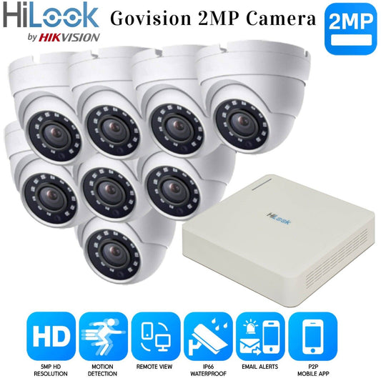 Hikvision Home Outdoor CCTV Security Camera System Kit HD 1080P 4CH DVR IR NIGHT 8CH DVR 8xCameras (white) 500GB HDD