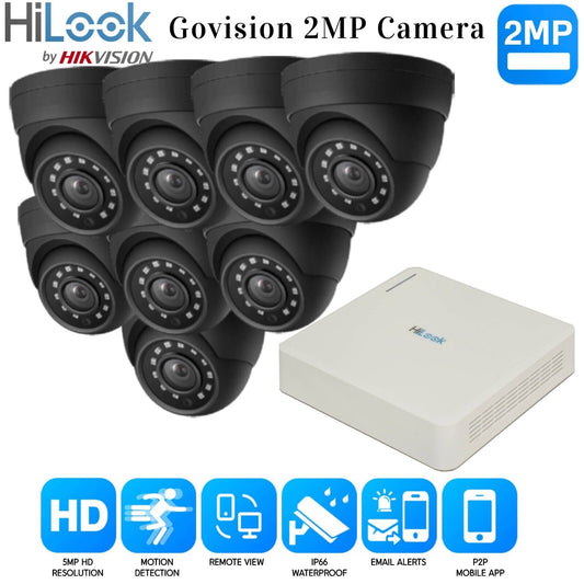 Hikvision Home Outdoor CCTV Security Camera System Kit HD 1080P 4CH DVR IR NIGHT 8CH DVR 8xCameras (gray) 500GB HDD