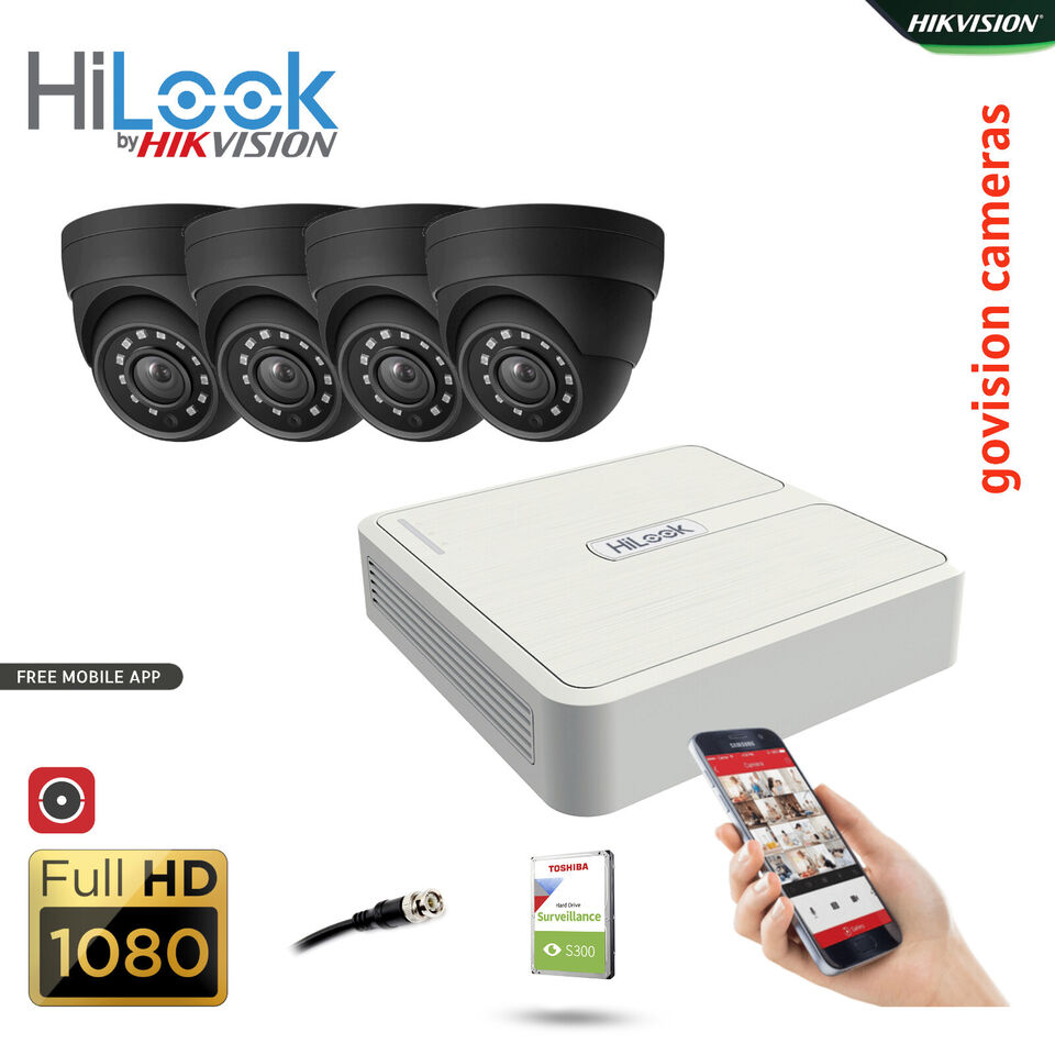 HIKVISION CCTV SYSTEM FULL HD DVR HD OUTDOOR CAMERA HOME SECURITY KIT 8CH DVR 4xCameras (gray) 2TB HDD