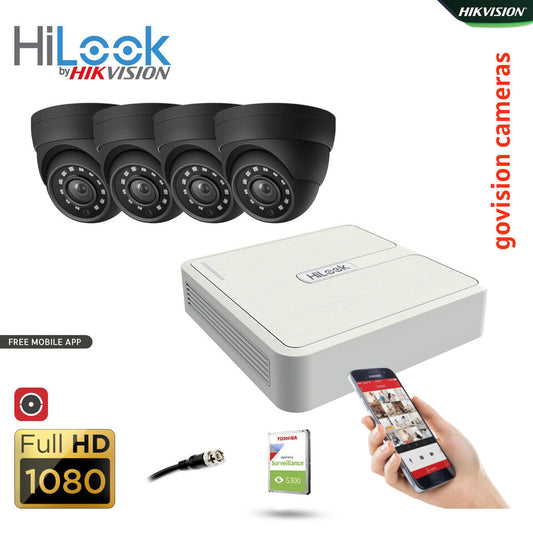 HIKVISION CCTV SYSTEM FULL HD DVR HD OUTDOOR CAMERA HOME SECURITY KIT 8CH DVR 4xCameras (gray) 2TB HDD