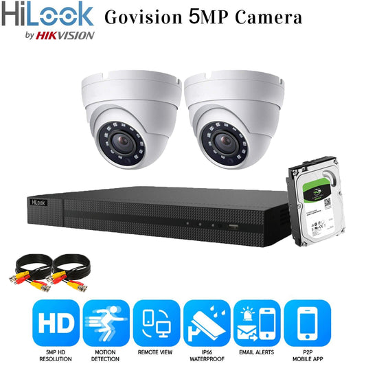 Hikvision 5MP CCTV full HD night vision outdoor DVR home security system kit UK 4ch DVR 2xCameras (white) 1TB HDD