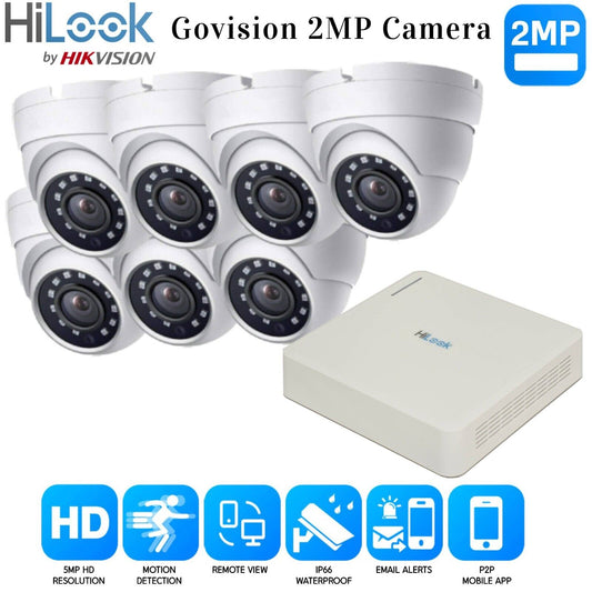 Hikvision Home Outdoor CCTV Security Camera System Kit HD 1080P 4CH DVR IR NIGHT 8CH DVR 7xCameras (white) 2TB HDD