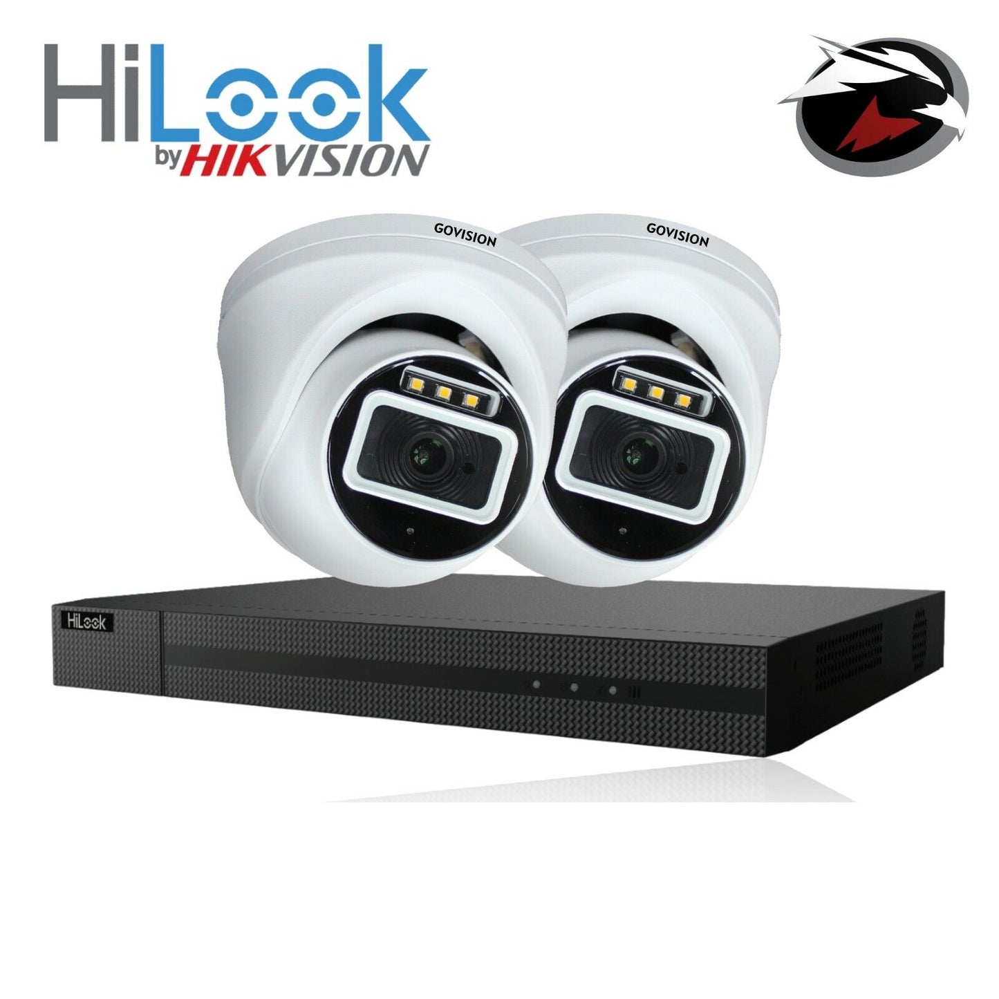 HIKVISION CCTV HD 5MP COLORFUL NIGHT & DAY OUTDOOR DVR HOME SECURITY SYSTEM KIT 4CH DVR 2x Cameras (white) 1TB HDD