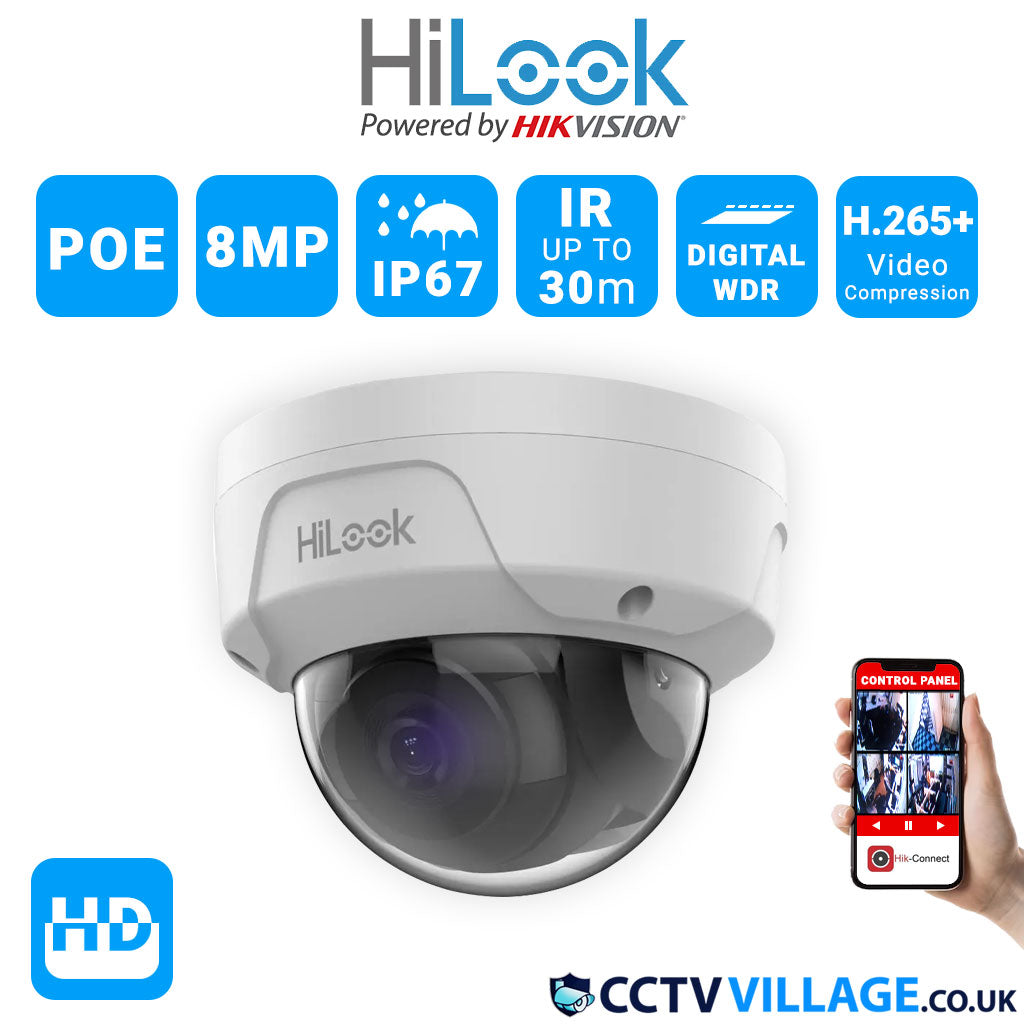 HILOOK BY HIKVISION IPC-D180H 8MP 4K VANDAL PROOF DOME CAMERA IP67 IK10 30M IR