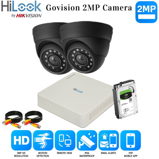 Hikvision Home Outdoor CCTV Security Camera System Kit HD 1080P 4CH DVR IR Night 4CH DVR 2xCameras (gray) 500GB HDD