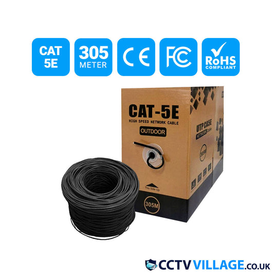 305m Cat5e UTP OUTDOOR Networking Cable, Solid, Black