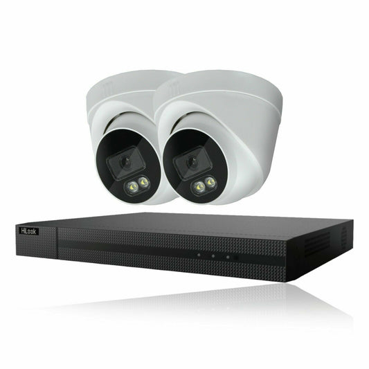HIKVISION HILOOK COLOURVU 5MP CCTV SYSTEM UHD AUDIO MIC DVR CAMERAS SECURITY KIT 4CH DVR 2xCameras 2TB HDD