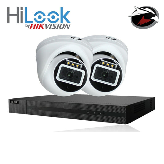 HIKVISION CCTV HD 5MP COLORFUL NIGHT & DAY OUTDOOR DVR HOME SECURITY SYSTEM KIT 4CH DVR 2x Cameras (white) 2TB HDD