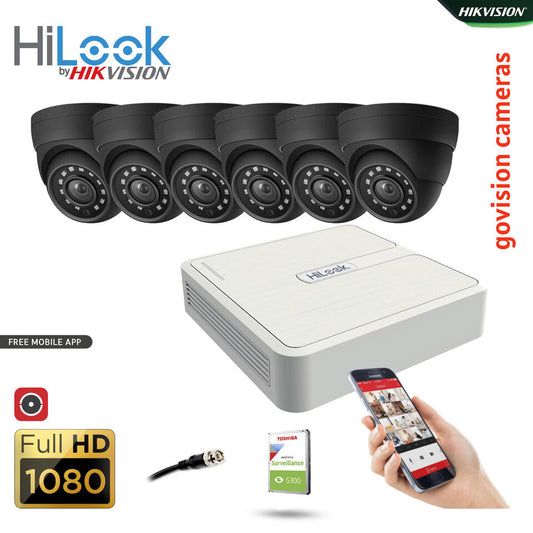 HIKVISION CCTV SYSTEM FULL HD DVR HD OUTDOOR CAMERA HOME SECURITY KIT 8CH DVR 6xCameras (gray) 1TB HDD
