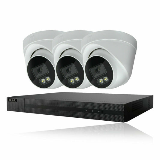 HIKVISION HILOOK COLOURVU 5MP CCTV SYSTEM UHD AUDIO MIC DVR CAMERAS SECURITY KIT 4CH DVR 3xCameras 1TB HDD
