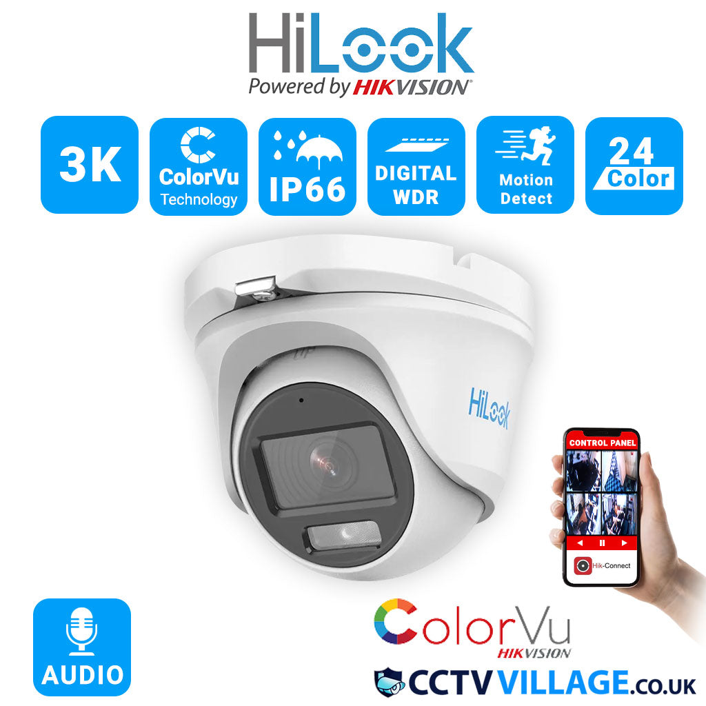 Hikvision Hilook CCTV 3K ColorVu Audio Fixed Turret Camera THC-T159-MS(2.8mm)