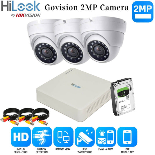 Hikvision Home Outdoor CCTV Security Camera System Kit HD 1080P 4CH DVR IR Nifgt 4CH DVR 3xCameras (white) 500GB HDD