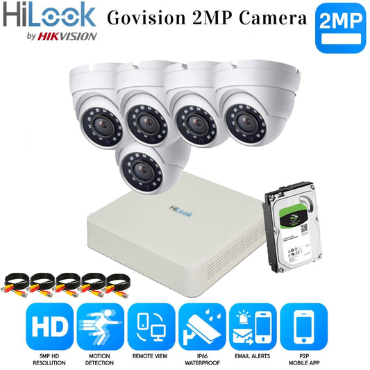 Hikvision Home Outdoor CCTV Security Camera System Kit HD 1080P 4CH DVR IR NIGHT 8CH DVR 5xCameras (white) 1TB HDD