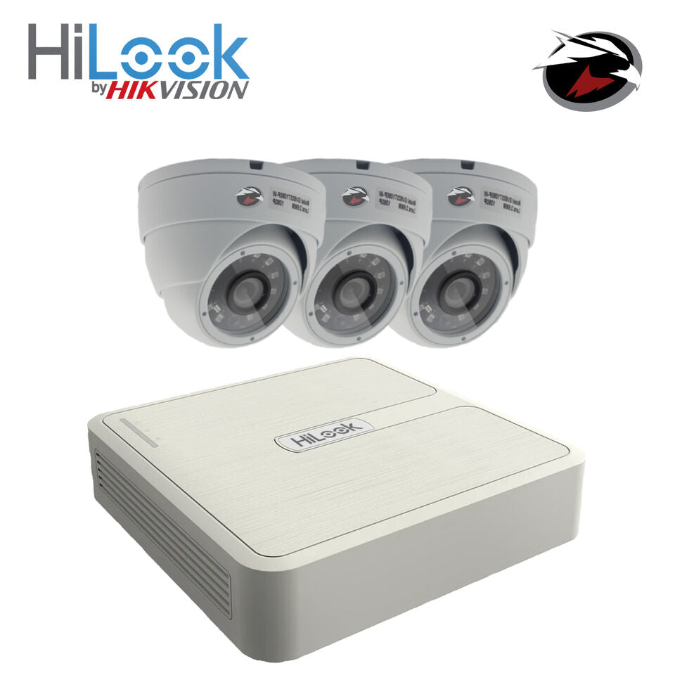 HIKVISION HILOOK CCTV 1080P NIGHT VISION OUTDOOR HD DVR HOME SECURITY SYSTEM KIT 4CH DVR 3xCameras 4TB HDD