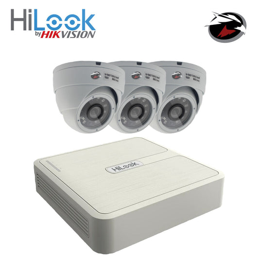 HIKVISION HILOOK CCTV 1080P NIGHT VISION OUTDOOR HD DVR HOME SECURITY SYSTEM KIT 4CH DVR 3xCameras 4TB HDD
