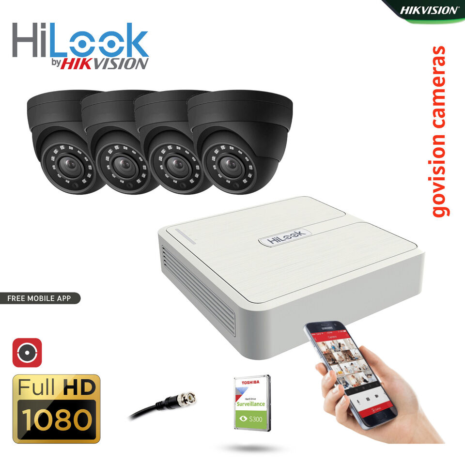 HIKVISION CCTV SYSTEM FULL HD DVR HD OUTDOOR CAMERA HOME SECURITY KIT 4CH DVR 4xCameras (gray) 4TB HDD