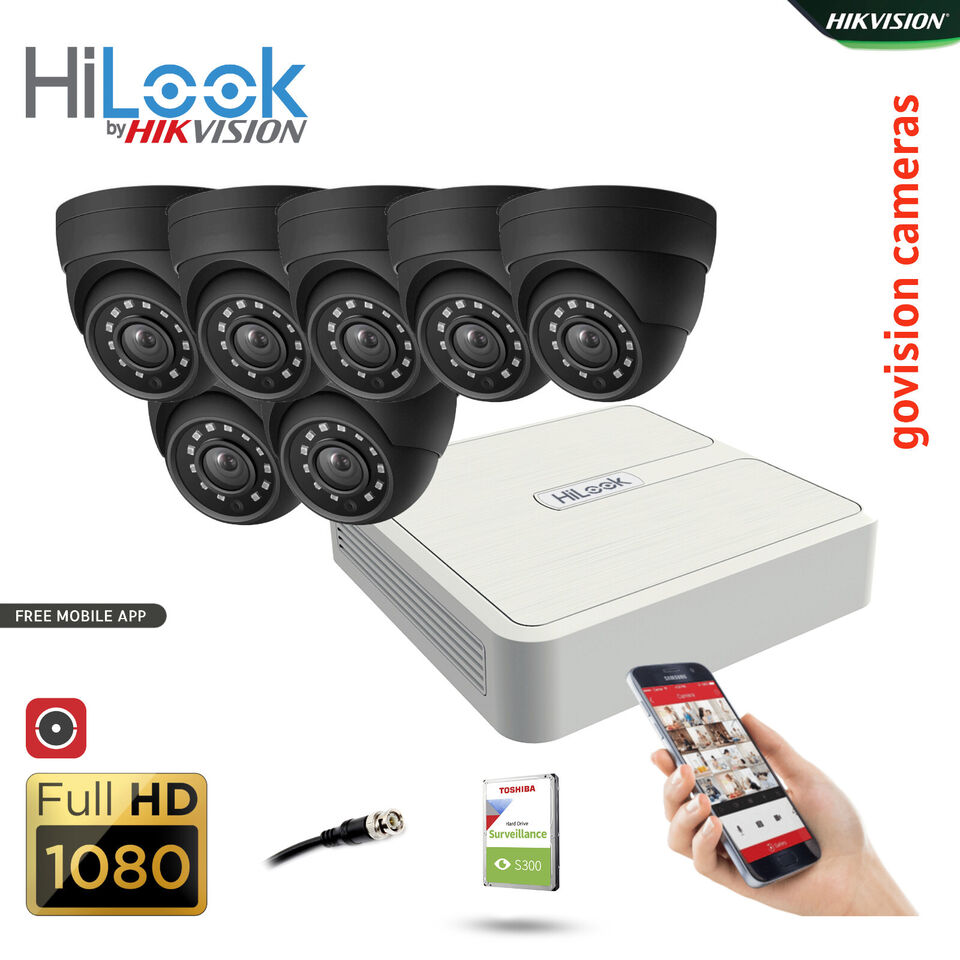 HIKVISION CCTV SYSTEM FULL HD DVR HD OUTDOOR CAMERA HOME SECURITY KIT 8CH DVR 7xCameras (gray) 1TB HDD