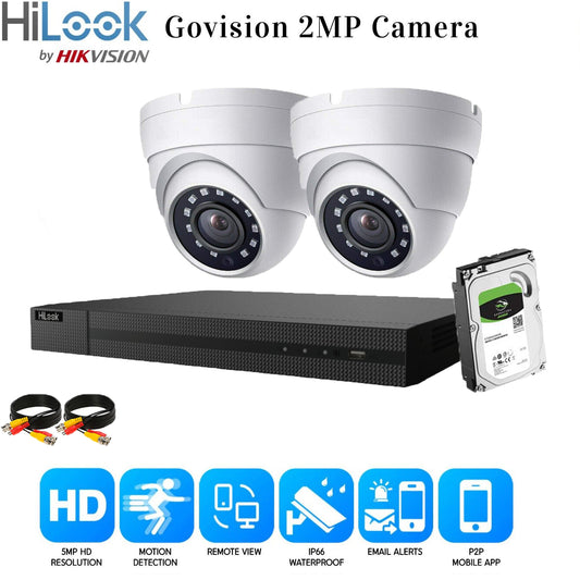 HIKVISION 5MP CCTV FULL HD NIGHT VISION OUTDOOR DVR HOME SECURITY SYSTEM KIT UK 4CH DVR 2xCameras (white) 2TB HDD