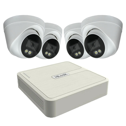 IN/OUTDOOR HIKVISION COLORVU CCTV SYSTEM HILOOK AUDIO MIC 2MP 1080CAMERA KIT 4CH DVR 4x Cameras 1TB HDD